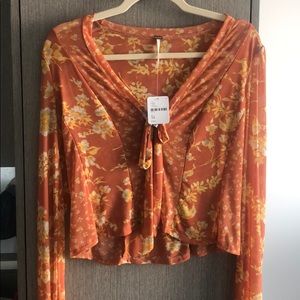 Free people orange and yellow floral top
